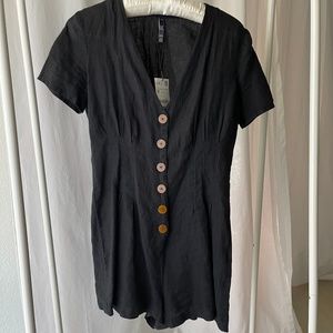 Zara - Black Romper with Brown Buttons